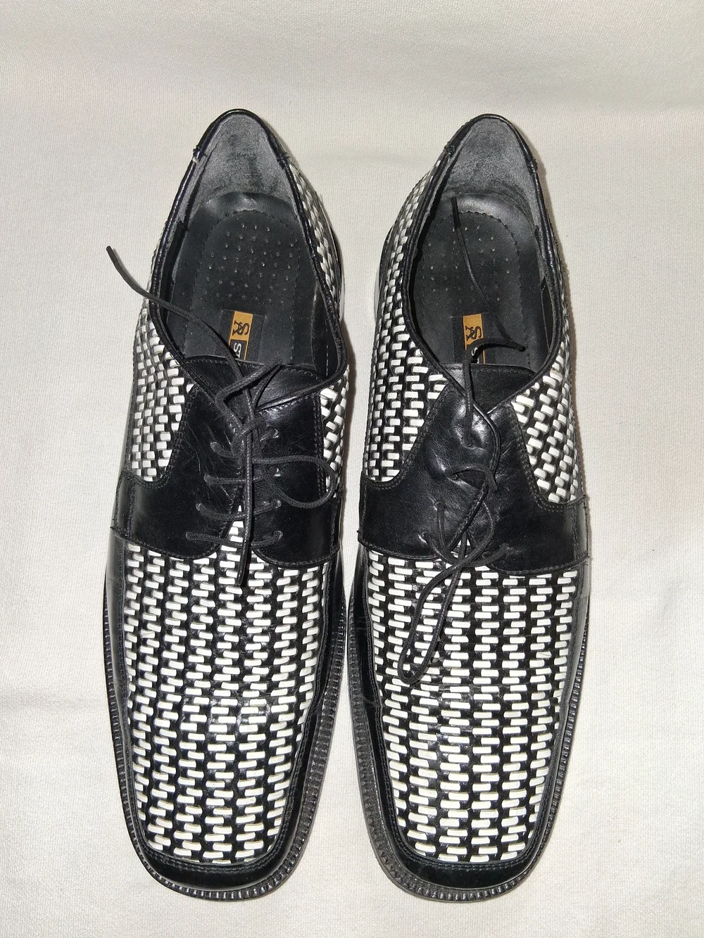 Stacy Adams Black & White Woven Lace-Up Oxfords Size 11.5M